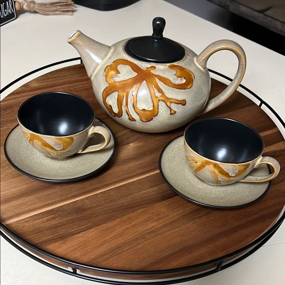 Elegant Ceramic Tea Set with Floral Design